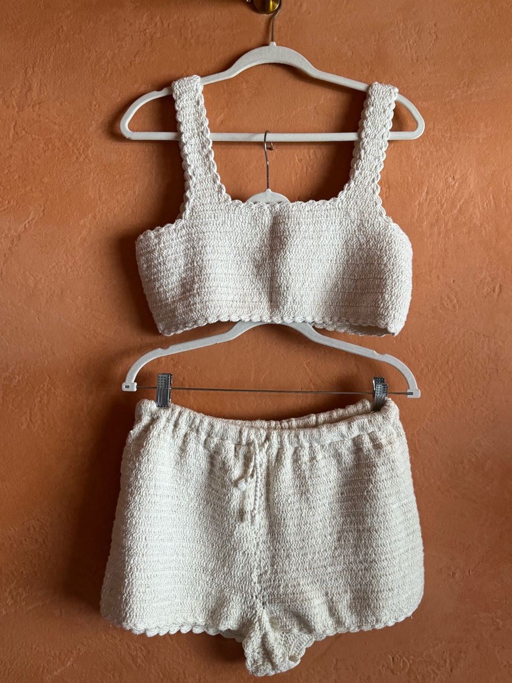 Rip Curl Oceans Together Crochet Top Shorts Set Off White Medium Boho